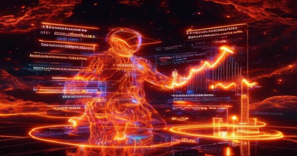 ...Ingeniero holográfico naranja diseña una campaña de prueba social para software de gestión de proyectos IA TaskFlow