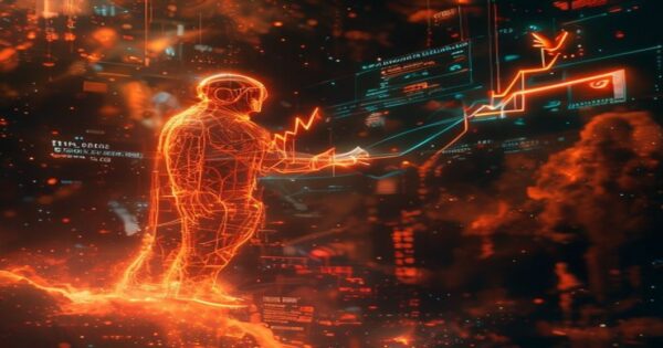 ...Ingeniero holográfico de IA naranja maneja interfaces con ideas para hilos de Twitter, destacando creatividad y ahorro de tiempo.