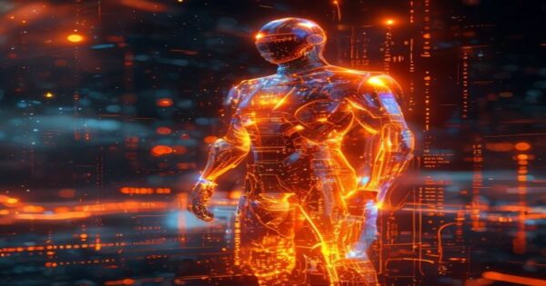 Ingeniero holográfico naranja neón optimizando estrategias de Twitter para atraer clientes de alta calidad mediante métricas en tiempo real.