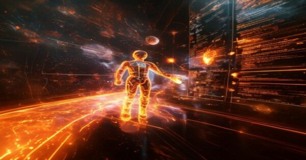 ...Ingeniero holográfico de IA optimizando prompts para traducciones precisas con tecnología de luz naranja.